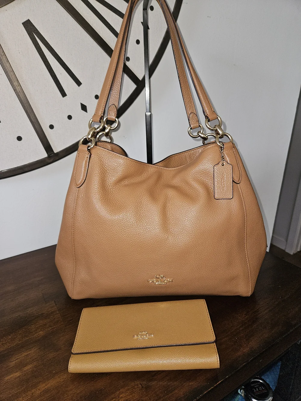 Coach Edie 31 Pebbled Leather Shoulder Bag with Wallet